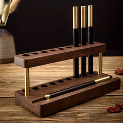 ELMAS Elegant Walnut Wood Desk Organizer & Phone Stand