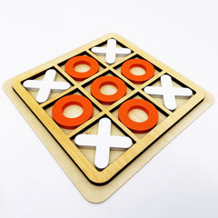 ELMAS Family Fun Wooden Tic Tac Toe Game Board