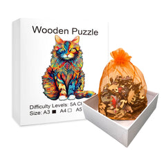 ELMAS Wooden Puzzle Gifts - Cat & Peacock Intelligence Game - Al Masam Stationery LLC