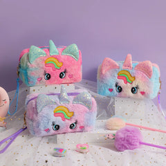 ELMAS Adorable Unicorn Plush Pencil Case for Girls