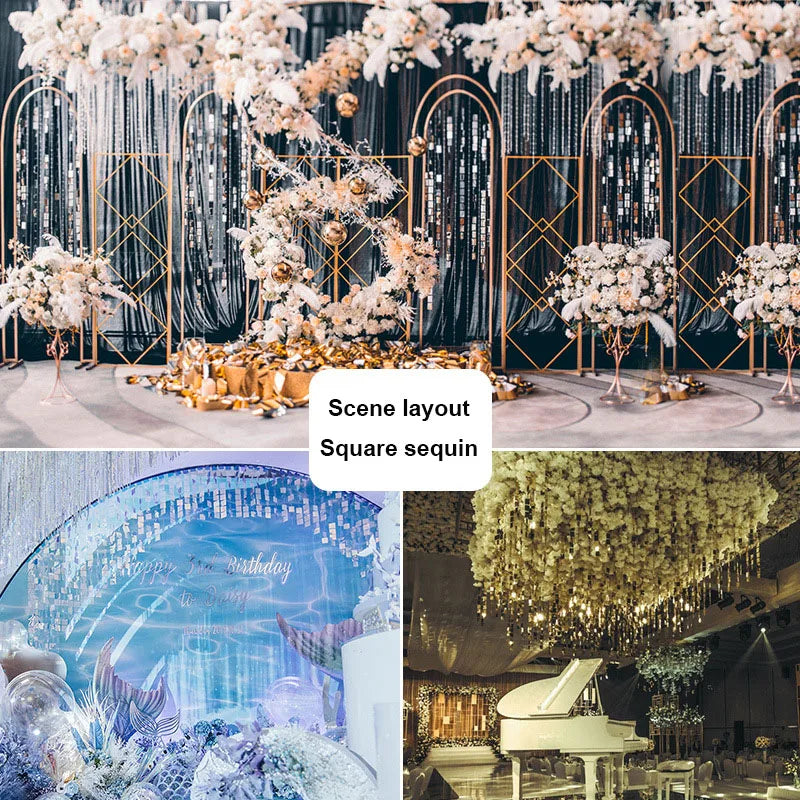 ELMAS Gold Sequins Party Glitter Curtain Backdrop 50/100 Pcs - Al Masam Stationery LLC