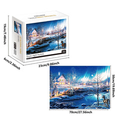 ELMAS 1000 Pieces Snow Night Aurora Jigsaw Puzzle Fun