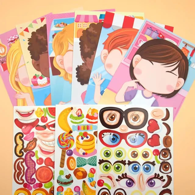 ELMAS Cute Cartoon Face Puzzle DIY Sticker Book Set - Al Masam Stationery LLC