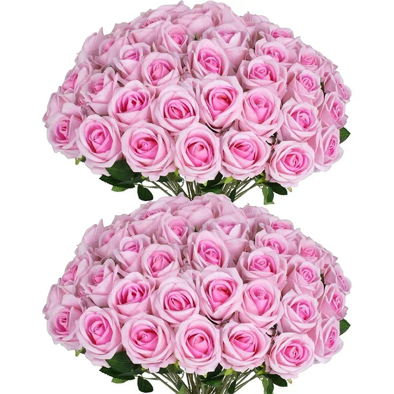 ELMAS 50 Pcs Velvet Rose Artificial Flowers for Decor - Al Masam Stationery LLC