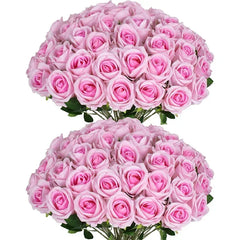 ELMAS 50 Pcs Velvet Rose Artificial Flowers for Decor - Al Masam Stationery LLC