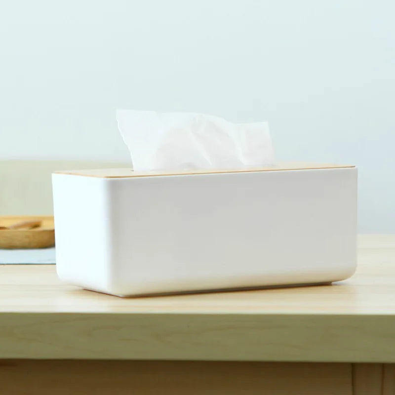 ELMAS Modern Tissue Box with Wooden Lid for Home & Car - Al Masam Stationery LLC