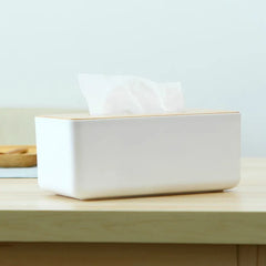 ELMAS Modern Tissue Box with Wooden Lid for Home & Car