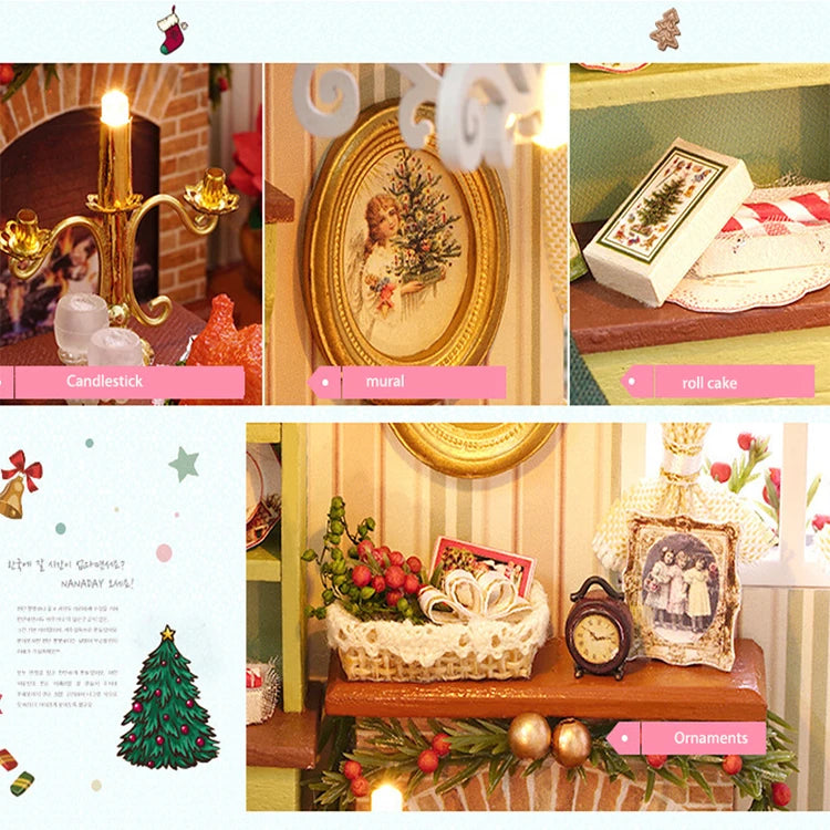 ELMAS Creative Kitten Mini Wooden Dollhouse Building Kit - Al Masam Stationery LLC