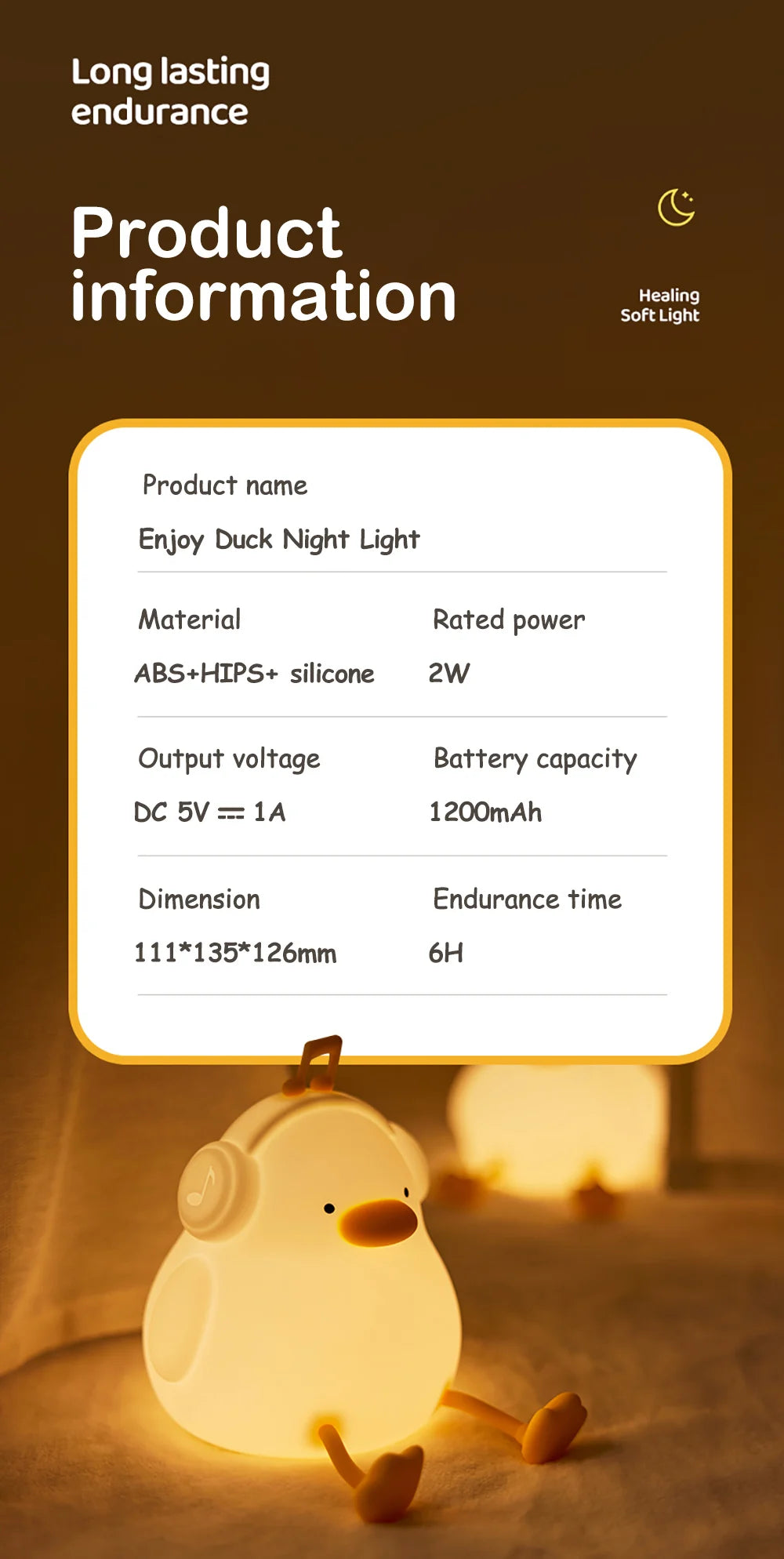 ELMAS Adorable Duck Kids Night Light with Timer & USB - Al Masam Stationery LLC