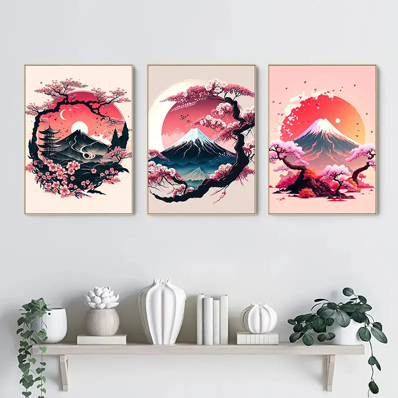 ELMAS Elegant Japanese Landscape Canvas Art Set - Al Masam Stationery LLC