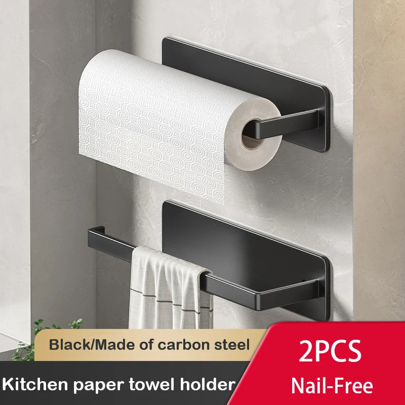 ELMAS Kitchen Paper Towel Holder Wall Mount Nail-Free Rack - Al Masam Stationery LLC