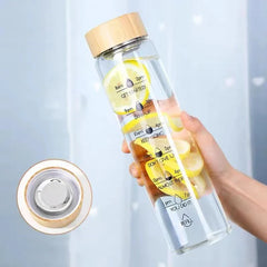 ELMAS 1000ml Stylish Glass Water Bottle with Time Markers