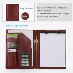 ELMAS Premium A4 Leather Padfolio & Clipboard Organizer