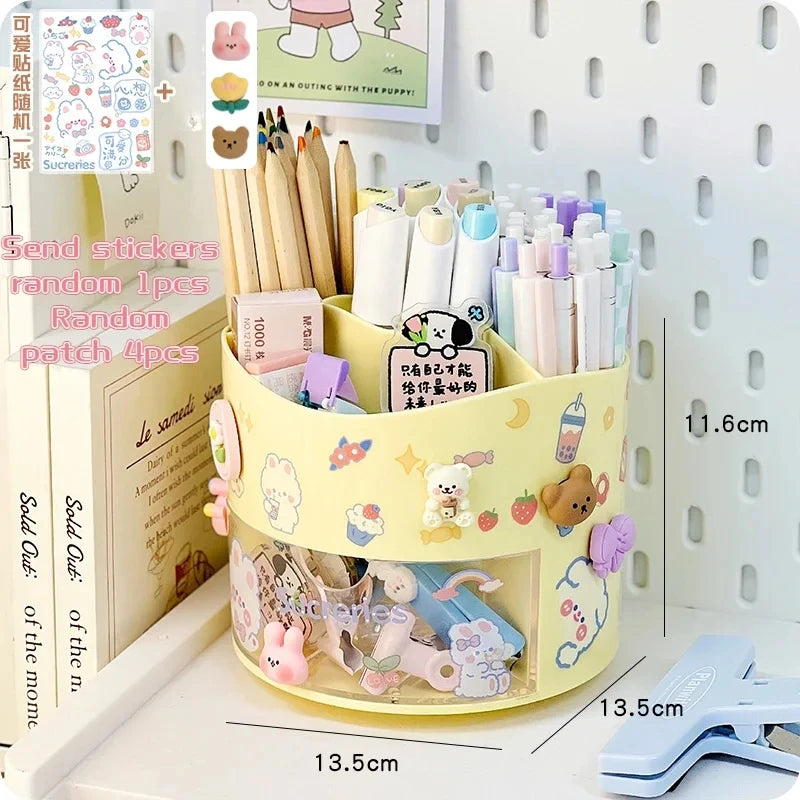 ELMAS Kawaii Rotating Pen Holder & Stationery Organizer Box - Al Masam Stationery LLC