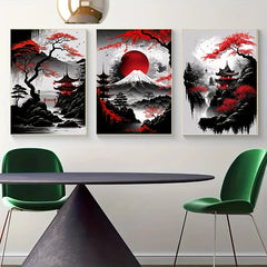 ELMAS Elegant Japanese Landscape Canvas Art Set