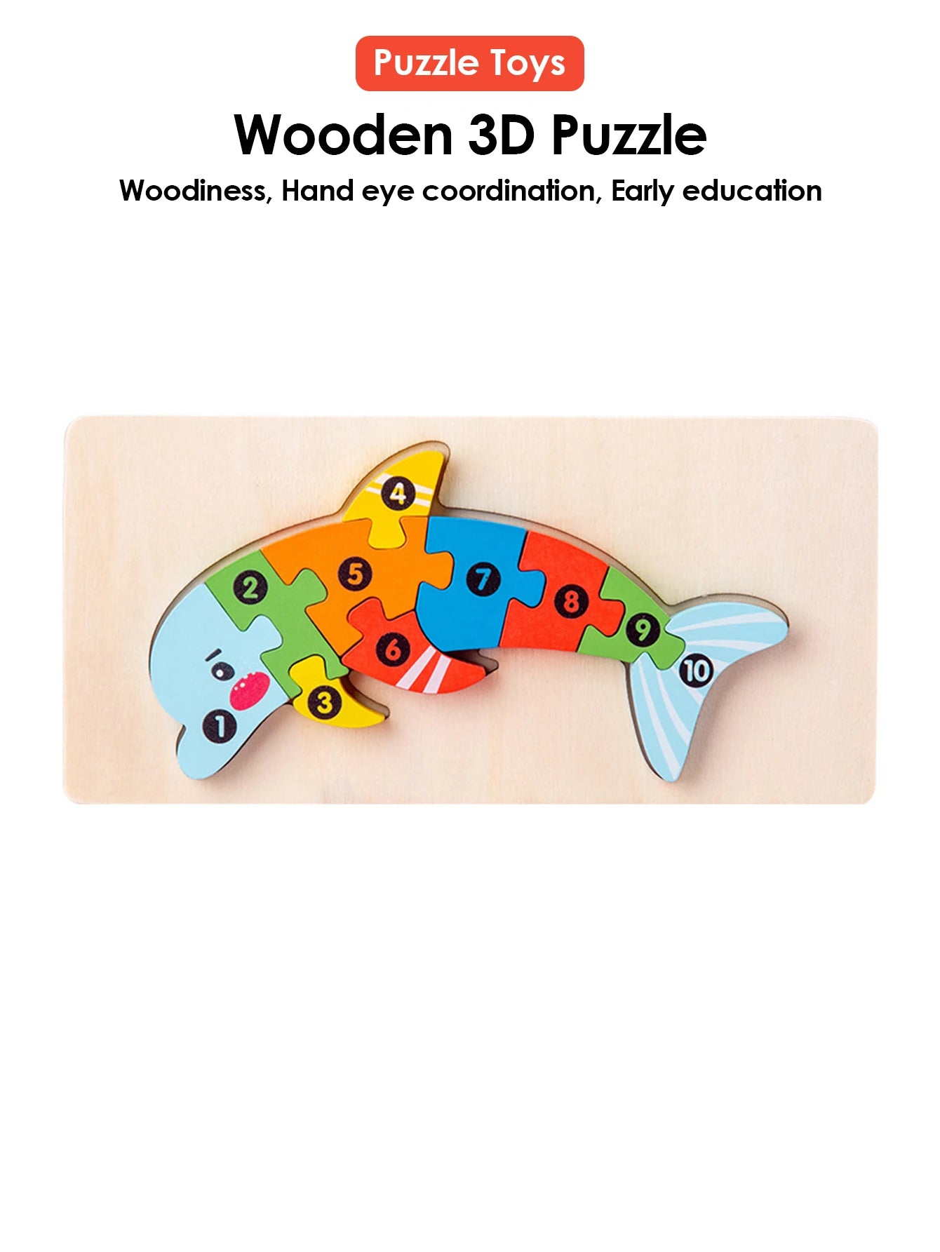 ELMAS 3D Wooden Puzzles Educational Cartoon Animals Toys - Al Masam Stationery LLC