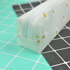 ELMAS Kawaii Daisy Transparent Pencil Case for Students