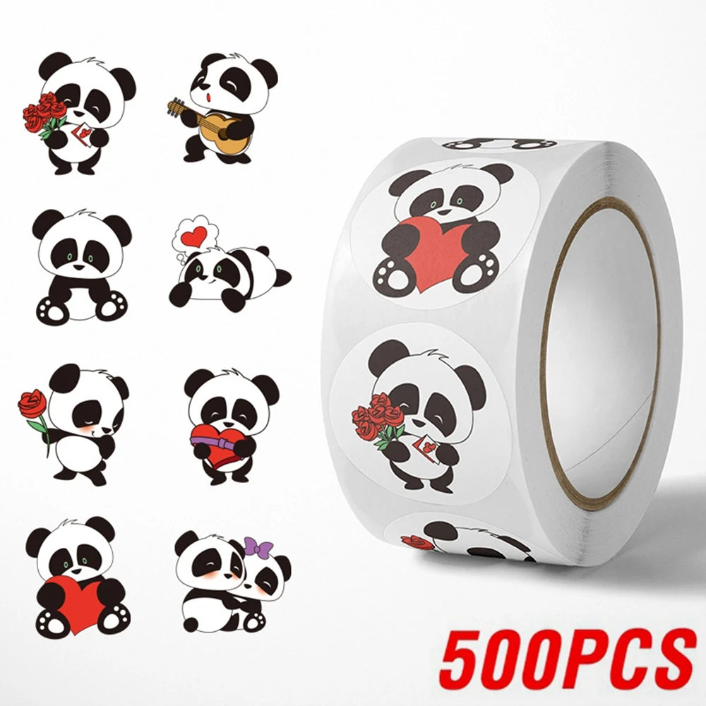 ELMAS Adorable Panda Cartoon Stickers - 100-500pcs Set - Al Masam Stationery LLC