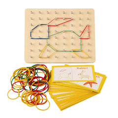 ELMAS Wooden Puzzle Toys Geometric Shape Nailboard Game