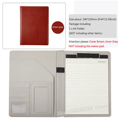 ELMAS Elegant Grey A4 Leather Portfolio Folder for Professionals