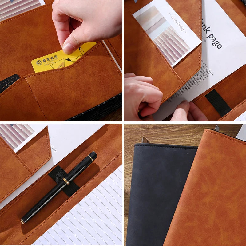 ELMAS Premium A4 Leather Padfolio & Clipboard Organizer - Al Masam Stationery LLC