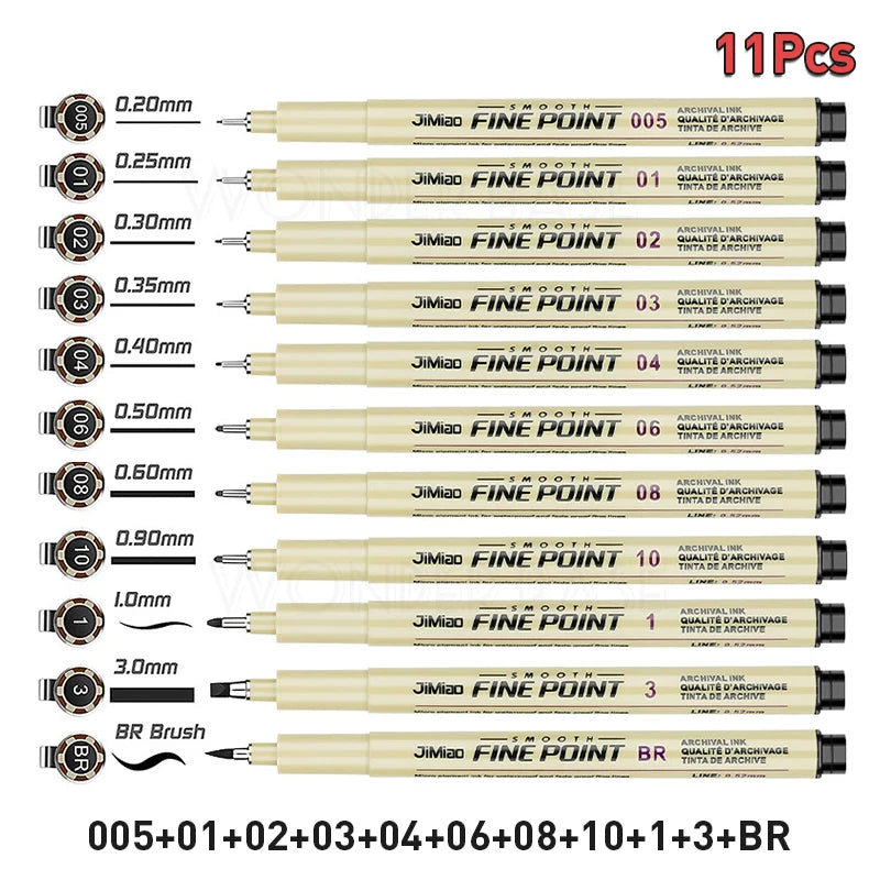 ELMAS 12 Nib Micron Ink Markers for Precision Art - Al Masam Stationery LLC