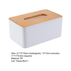 ELMAS Modern Tissue Box with Wooden Lid for Home & Car