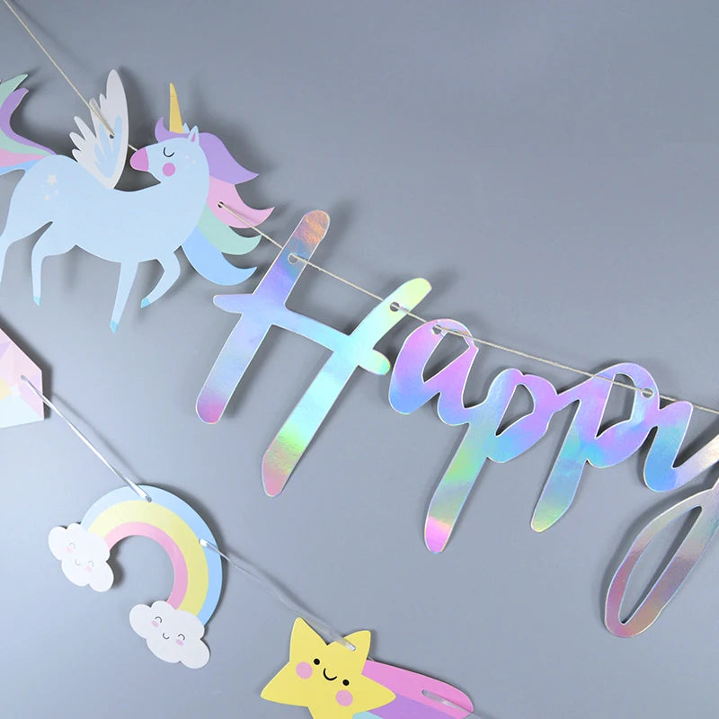 ELMAS Magical Unicorn Birthday Banner Garland Decor - Al Masam Stationery LLC