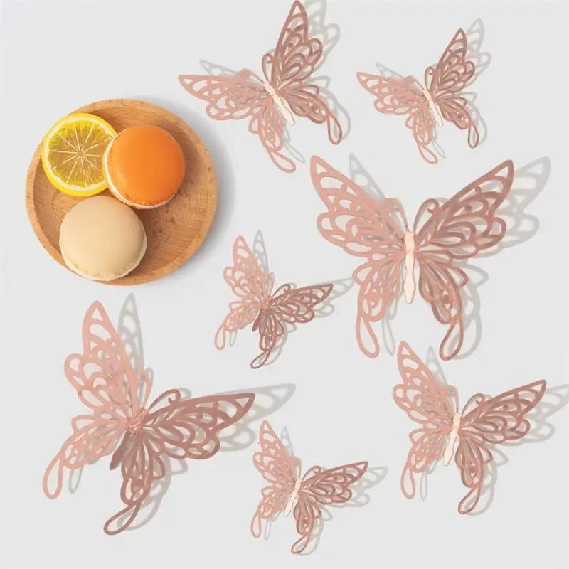 ELMAS 12pcs 3D Hollow Butterflies Wall Stickers DIY - Al Masam Stationery LLC