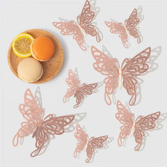 ELMAS 12pcs 3D Hollow Butterflies Wall Stickers DIY