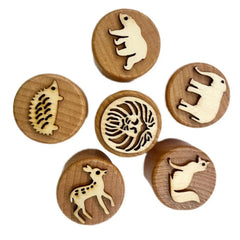 6 Pieces Wooden Stamps Pottery Tools DIY Craft for Art Educational Toys Decorations Educational Toys Animal Stamps