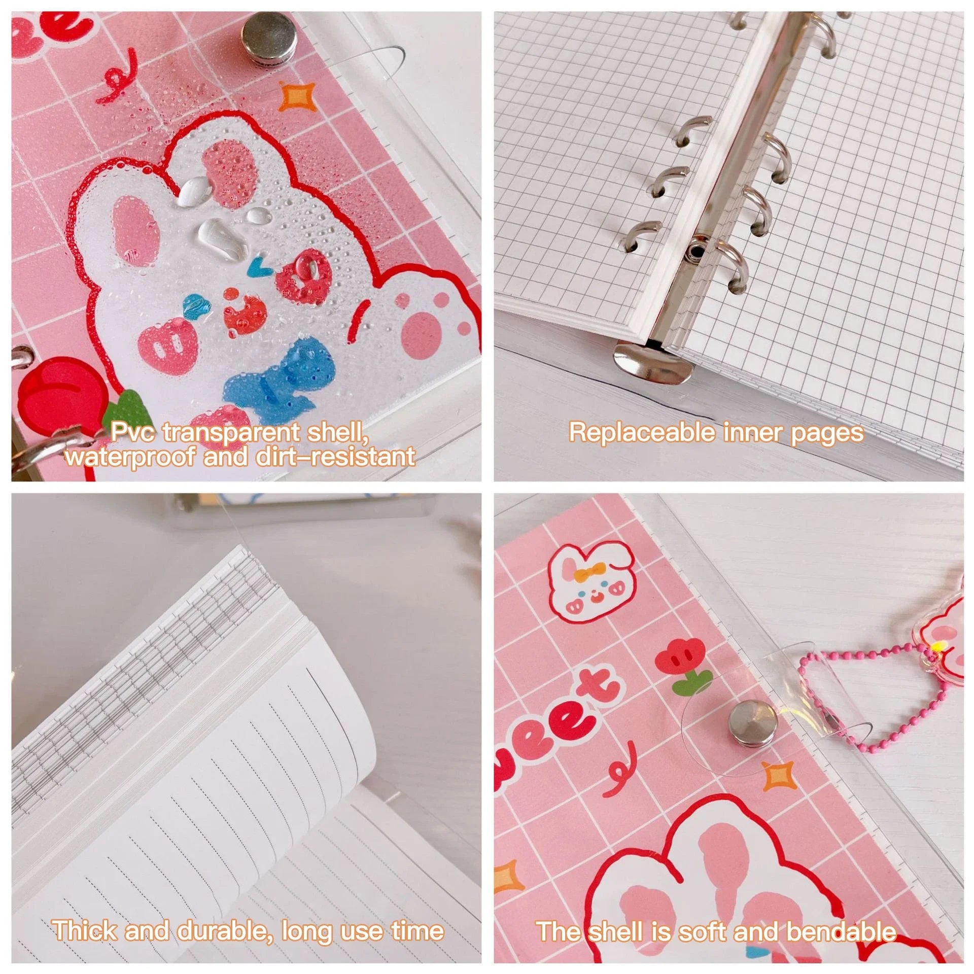 ELMAS Kawaii PVC Loose-leaf Notebook Cover DIY Journal - Al Masam Stationery LLC