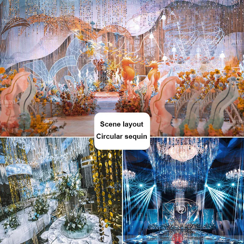 ELMAS Gold Sequins Party Glitter Curtain Backdrop 50/100 Pcs - Al Masam Stationery LLC