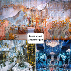 ELMAS Gold Sequins Party Glitter Curtain Backdrop 50/100 Pcs - Al Masam Stationery LLC