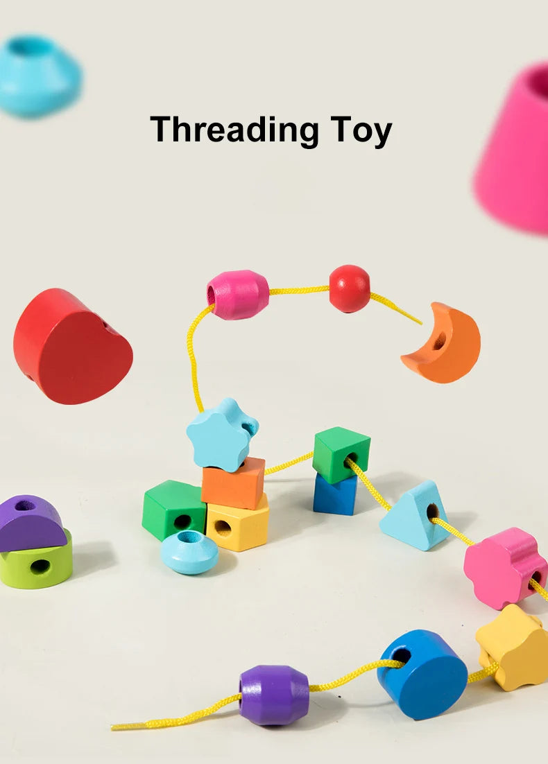 ELMAS Montessori Wooden Beads Sequencing Toy Set Fun - Al Masam Stationery LLC