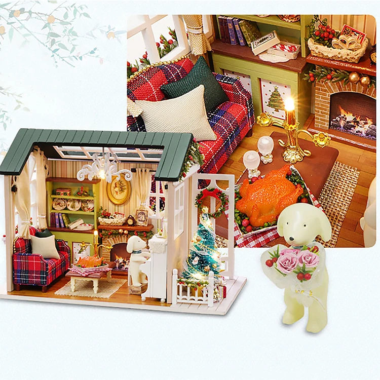 ELMAS Creative Kitten Mini Wooden Dollhouse Building Kit - Al Masam Stationery LLC