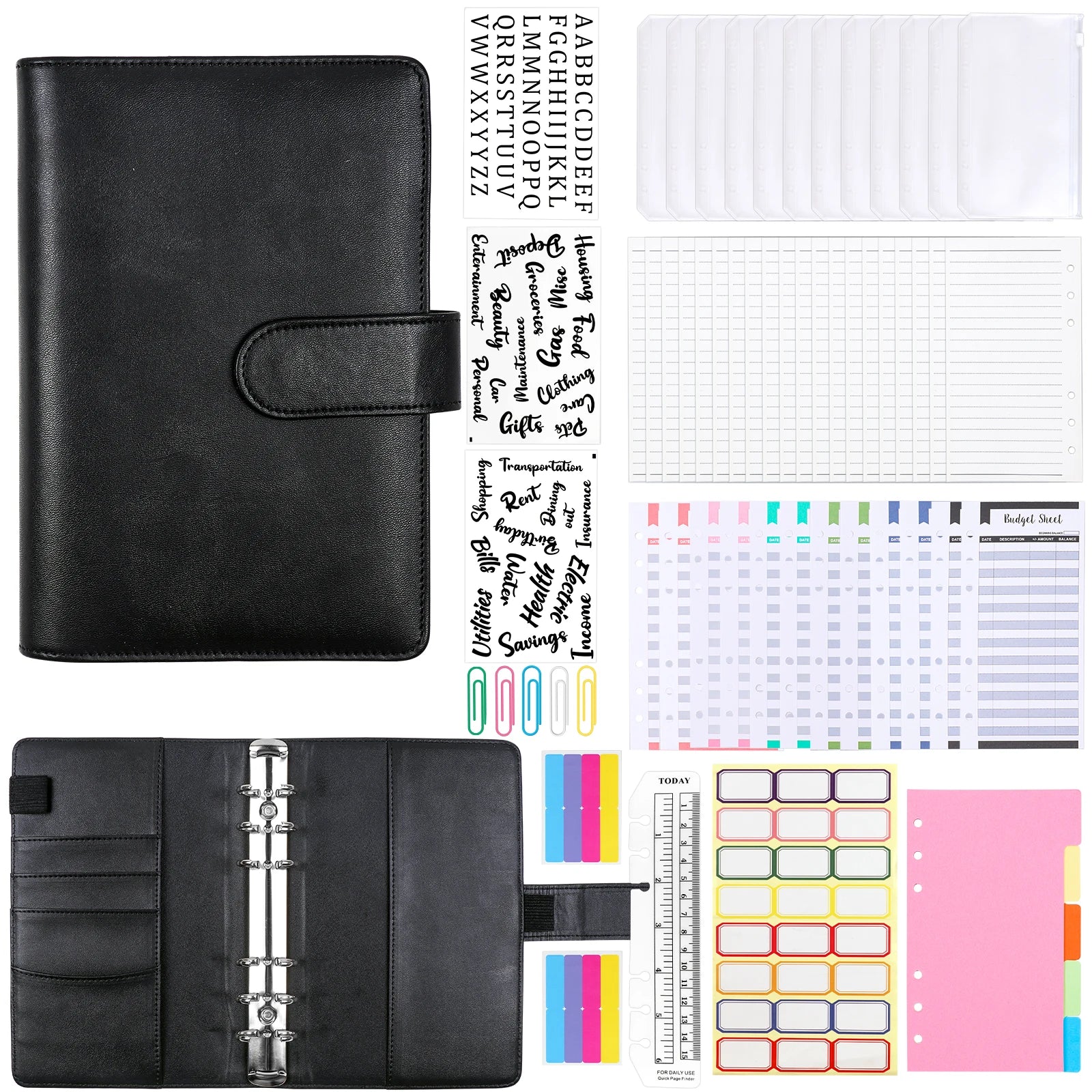 ELMAS 62pcs/set A6 Leather Ring Binder Notebook Organizer - Al Masam Stationery LLC