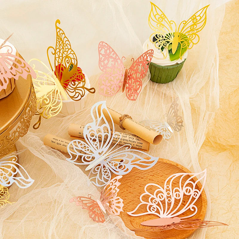 ELMAS 12pcs 3D Hollow Butterflies Wall Stickers DIY - Al Masam Stationery LLC