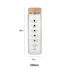 ELMAS 1000ml Stylish Glass Water Bottle with Time Markers