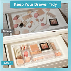 ELMAS 4/7PCS Acrylic Desk Drawer Organizers Set Clear - Al Masam Stationery LLC