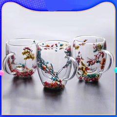 ELMAS Stylish Double Wall Glass Cups - Heat Resistant Set