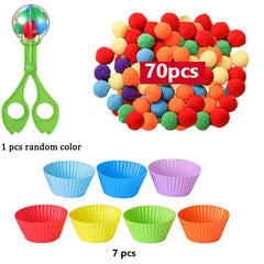 ELMAS Rainbow Counting Pompoms Sorting Cup Toys