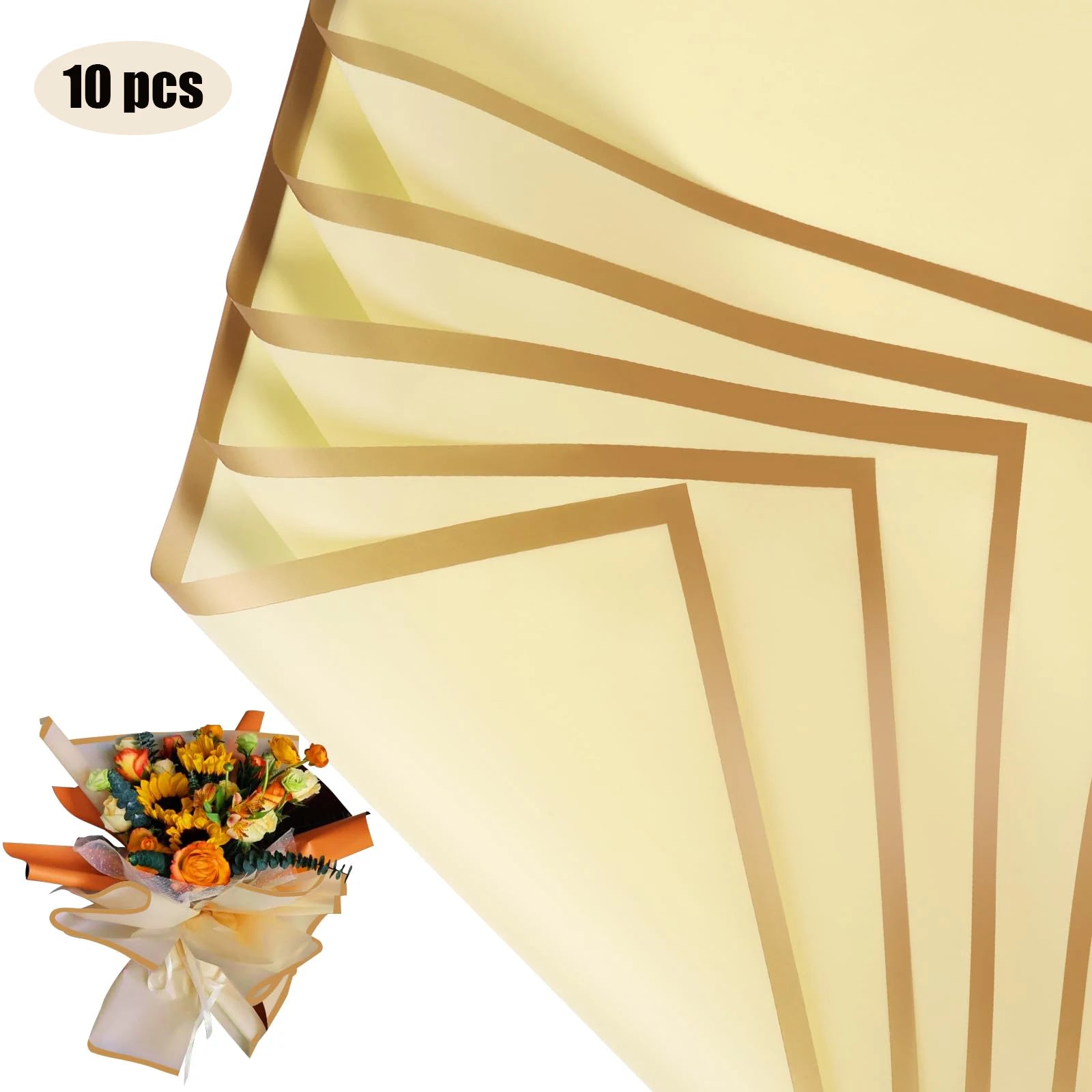 ELMAS Elegant Flower Wraps with Golden Edges - 10 Sheets - Al Masam Stationery LLC