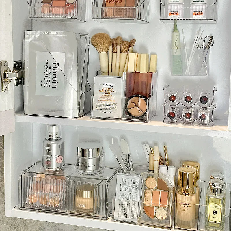 ELMAS Transparent Acrylic 3-5 Grid Makeup Organizer Box - Al Masam Stationery LLC