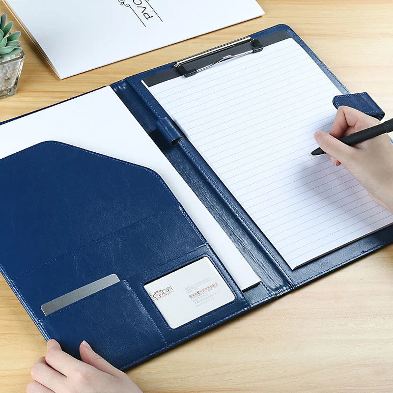 ELMAS Executive Black Leather Padfolio Organizer - Al Masam Stationery LLC