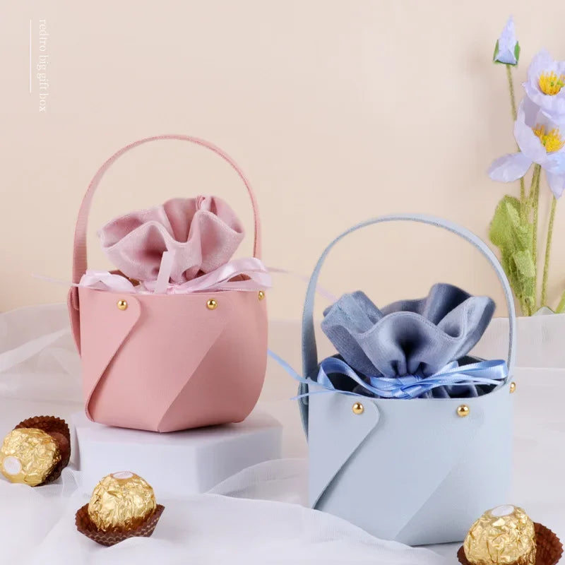 ELMAS Stylish Leather Gift Bag With Velvet Candy Box - Al Masam Stationery LLC