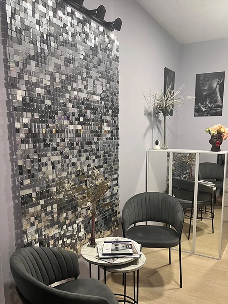 ELMAS Pink Shimmer Wall Panels Glitter Sequin Backdrop - Al Masam Stationery LLC