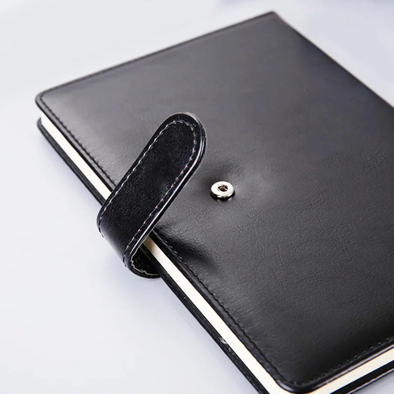 ELMAS 25K Buckle Black Leather Notebook A5 Business - Al Masam Stationery LLC