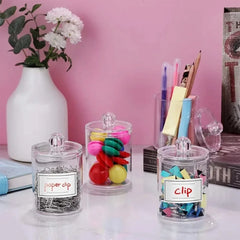 ELMAS Acrylic Storage Box Round Jar Organizer for Makeup - Al Masam Stationery LLC