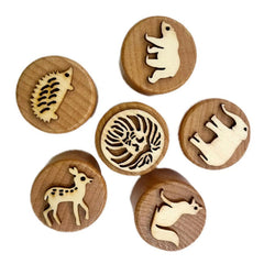 6 Pieces Wooden Stamps Pottery Tools DIY Craft for Art Educational Toys Decorations Educational Toys Animal Stamps